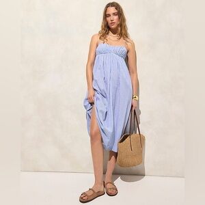 NWT J.Crew Airy gauze empire-waist midi dress in stripe XXL